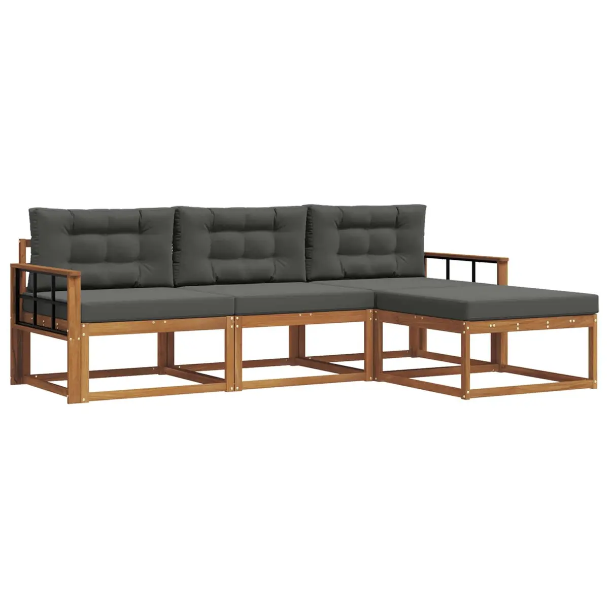 Outdoor Sectional Sofa Set 4 Piece Modular Patio Garden Furniture with Cushions