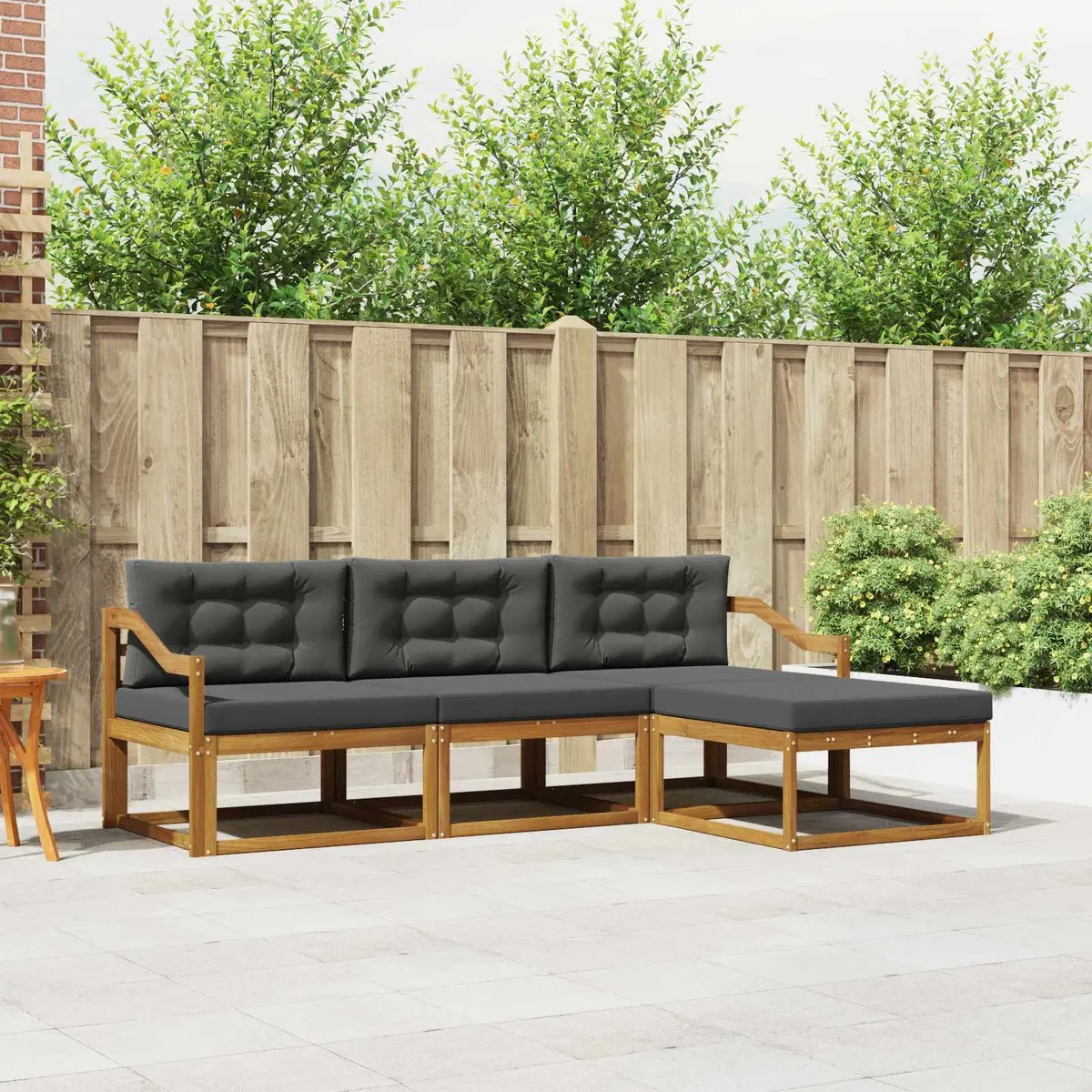 Outdoor Sectional Sofa Set 4 Pieces Modular Garden Patio Lounge Furniture Brown