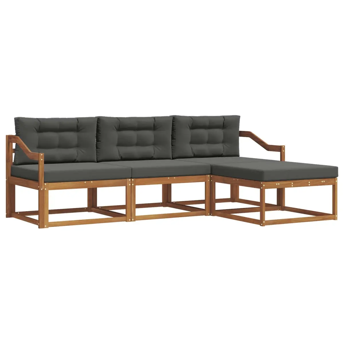 Outdoor Sectional Sofa Set 4 Pieces Modular Garden Patio Lounge Furniture Brown