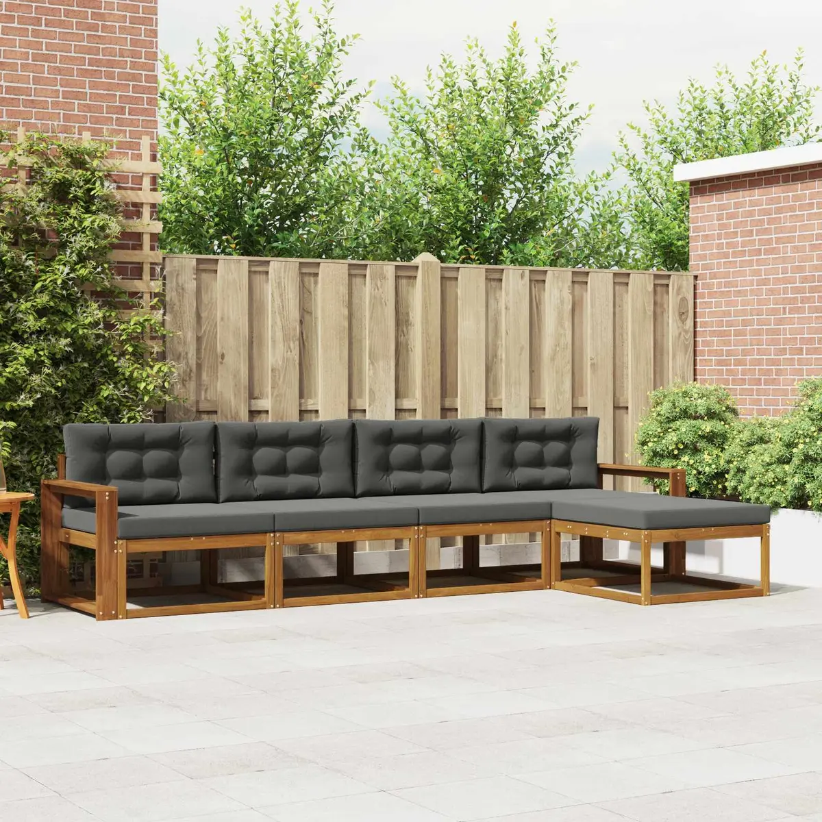 Outdoor Sectional Sofa Set 5 Piece Modular Garden Patio Furniture with Cushions