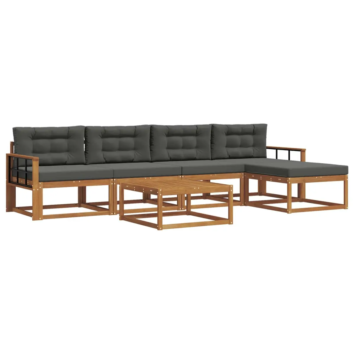 Outdoor Sectional Sofa Set 6 Pieces Modular Patio Garden Furniture with Cushions