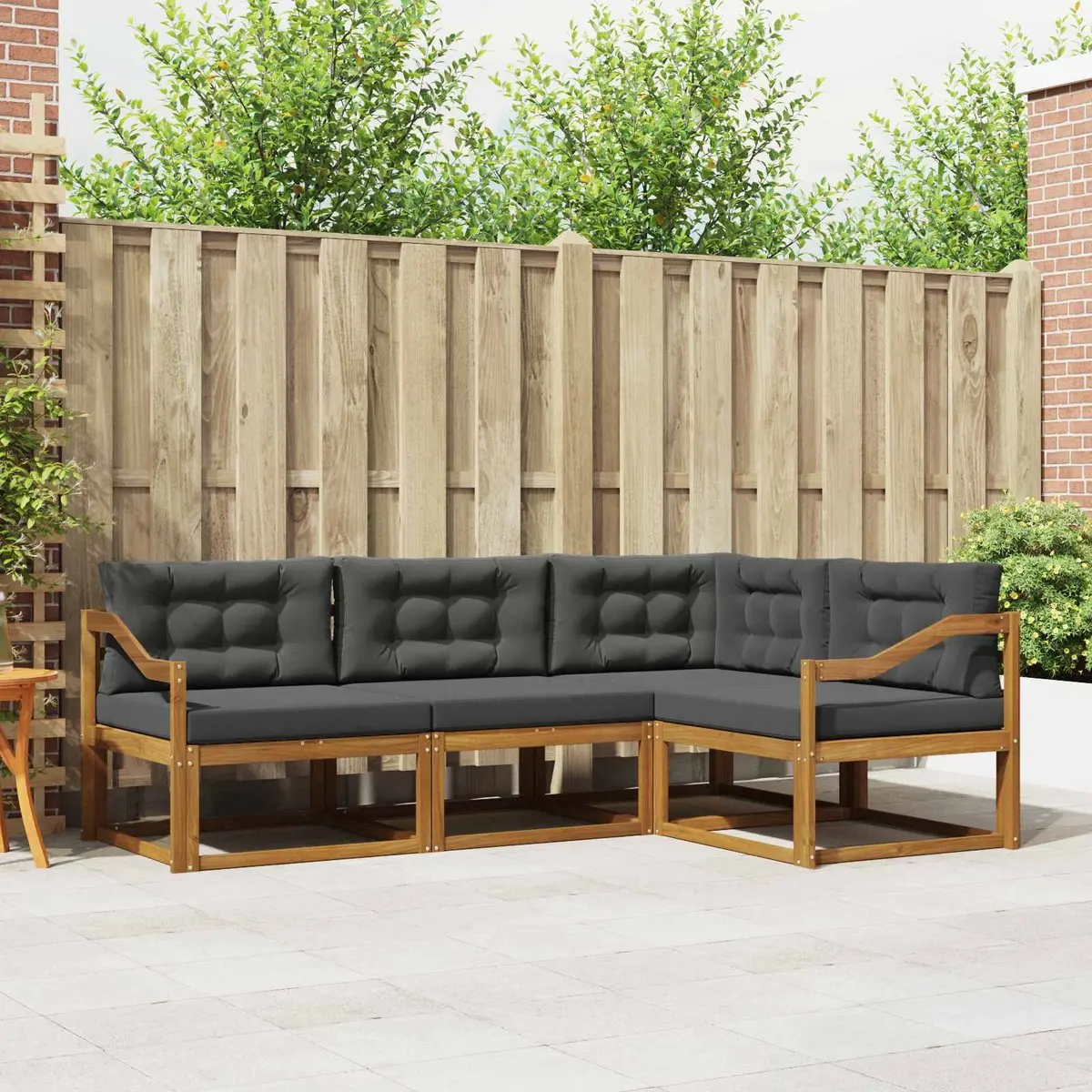Outdoor Sectional Sofa Set 4 Pieces Garden Patio Furniture with Cushions