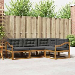 Outdoor Sectional Sofa Set 4 Pieces Garden Patio Furniture with Cushions