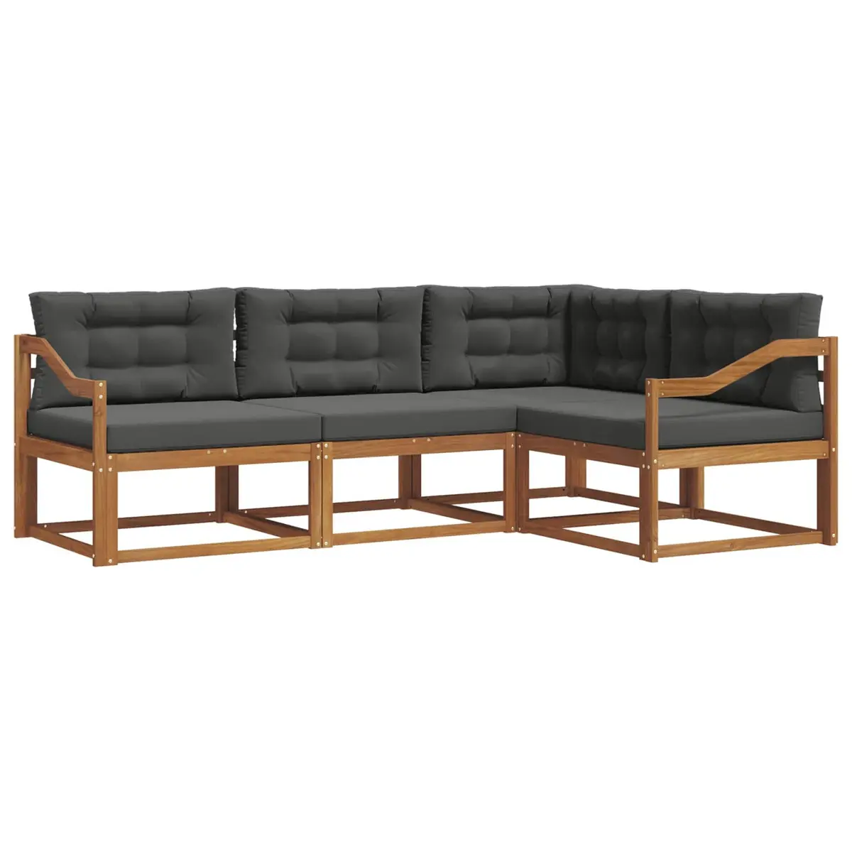 Outdoor Sectional Sofa Set 4 Pieces Garden Patio Furniture with Cushions