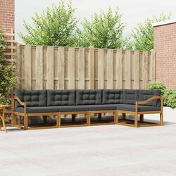 Outdoor Sofa Set 5 pcs Sectional Modular Garden Patio Furniture Brown Slat Back