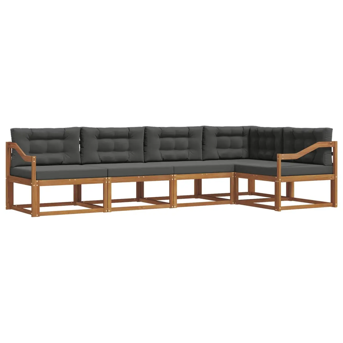 Outdoor Sofa Set Modular Sectional 5 Piece Slat Back Brown
