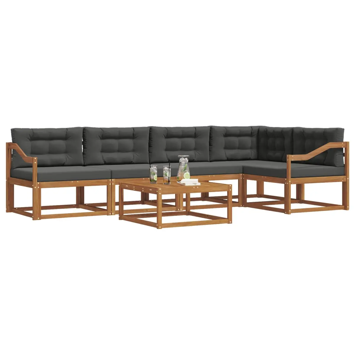 Outdoor Sectional Sofa Set 6 Pieces Modular Garden Patio Furniture with Cushions