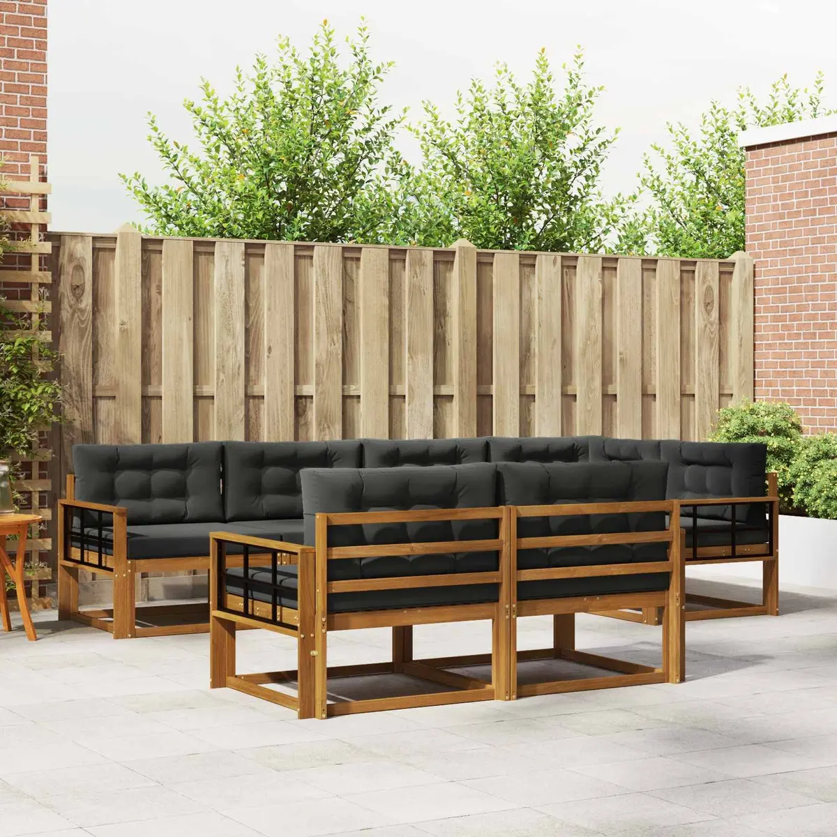 Outdoor Sofa Set Modular Sectional Acacia Wood 8 Piece