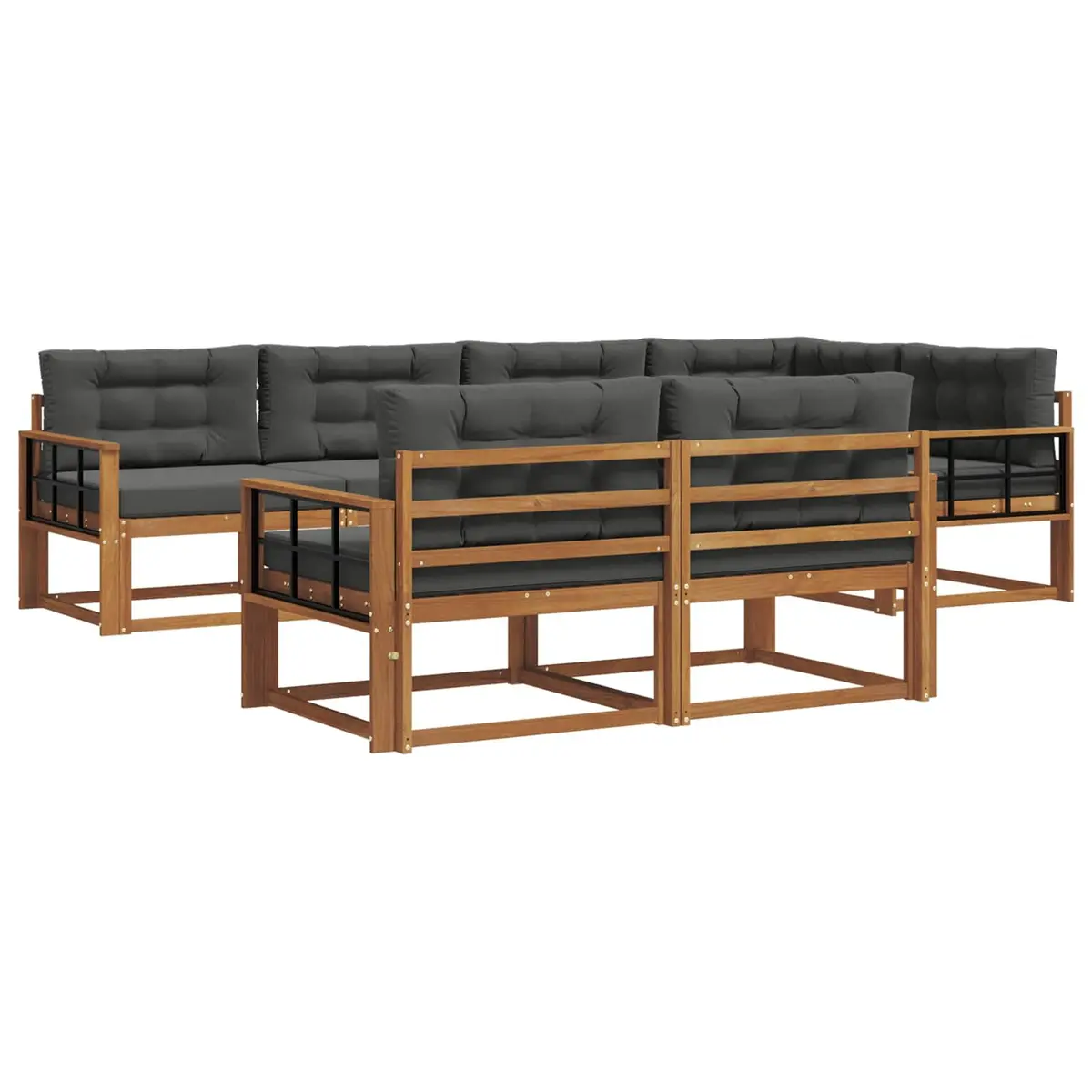 Outdoor Sofa Set Modular Sectional Acacia Wood 8 Piece