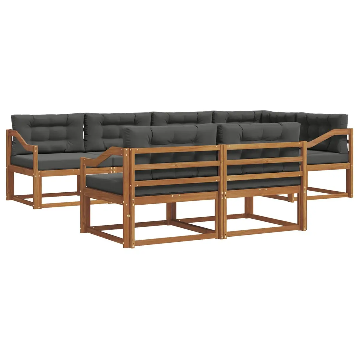 Outdoor Sofa Set 8 Piece Modular Sectional Garden Patio Brown Acacia Wood