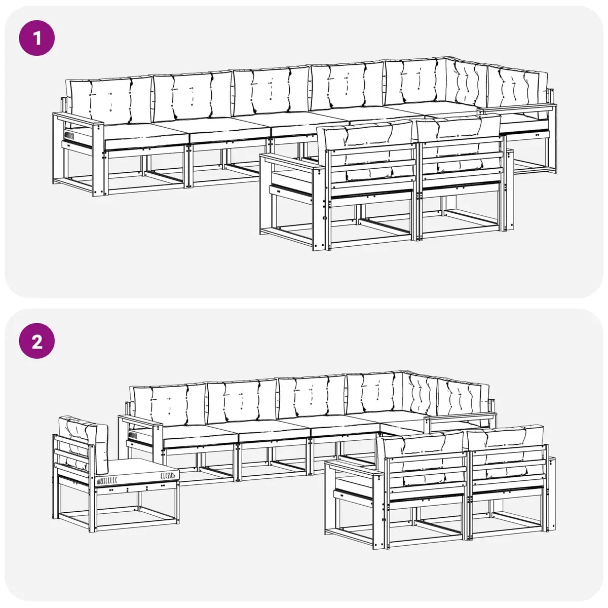 Outdoor Sectional Sofa Set 8 Pcs Modular Patio Garden Furniture Acacia Wood