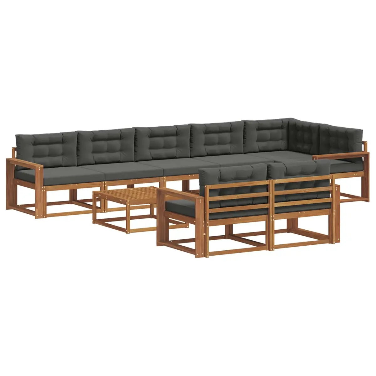 Outdoor Sectional Sofa Set 9 Piece Modular Garden Patio Furniture with Cushions