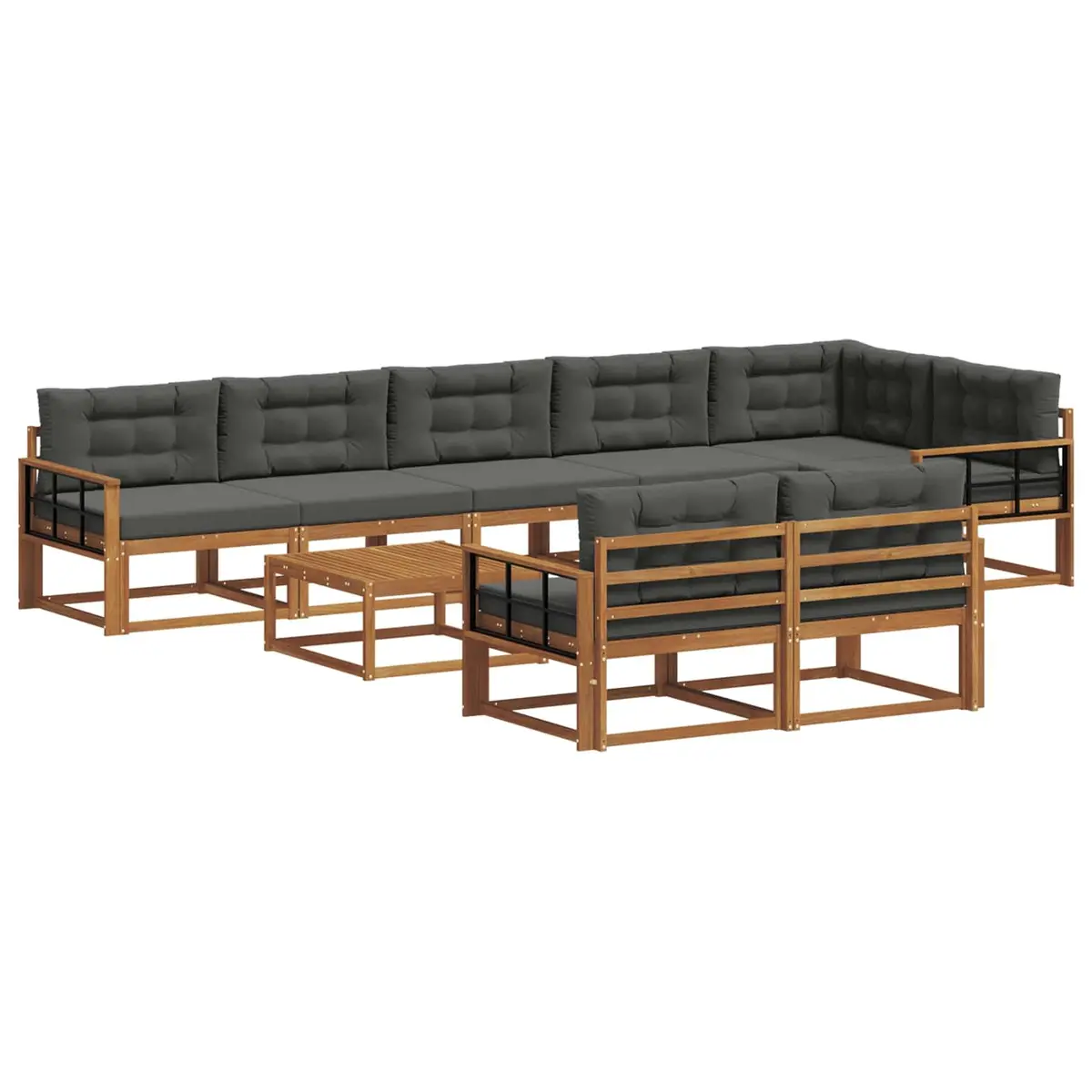 Outdoor Sectional Sofa Set 9 Pcs Modular Garden Patio Furniture with Cushions