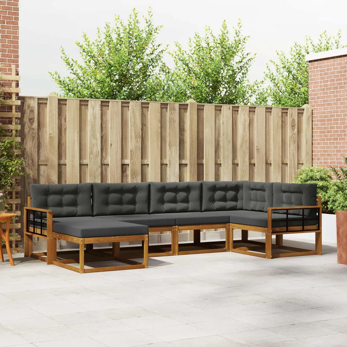 Outdoor Sofa Set 6 Piece Modular Garden Patio Furniture Acacia Wood with