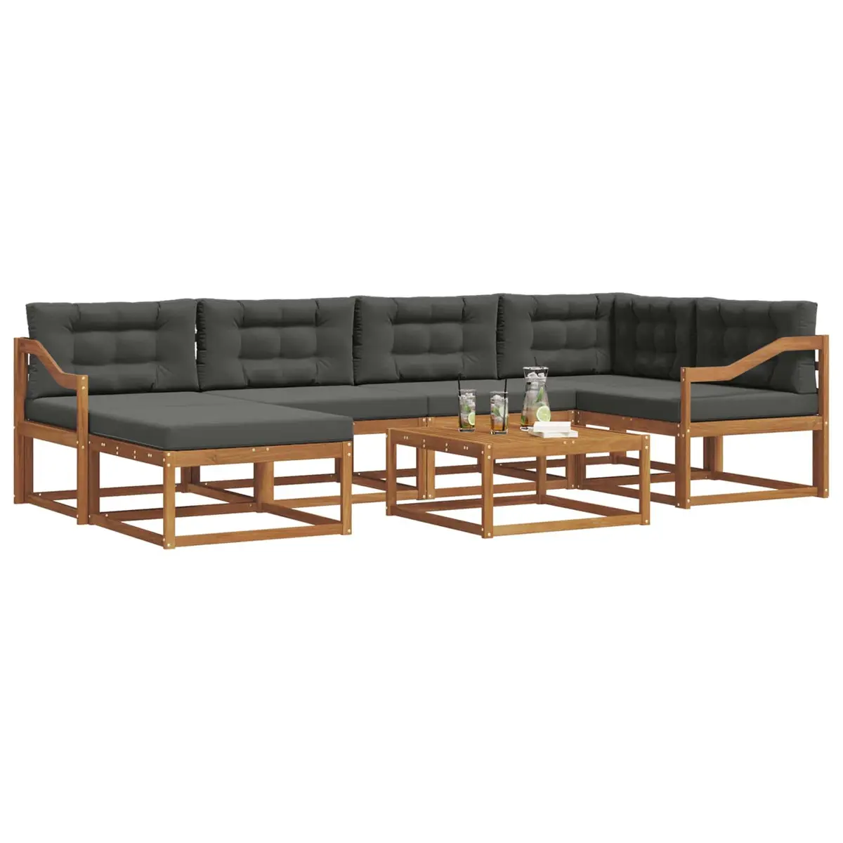 Outdoor Sectional Sofa Set 7 Piece Modular Garden Patio Furniture with Cushions