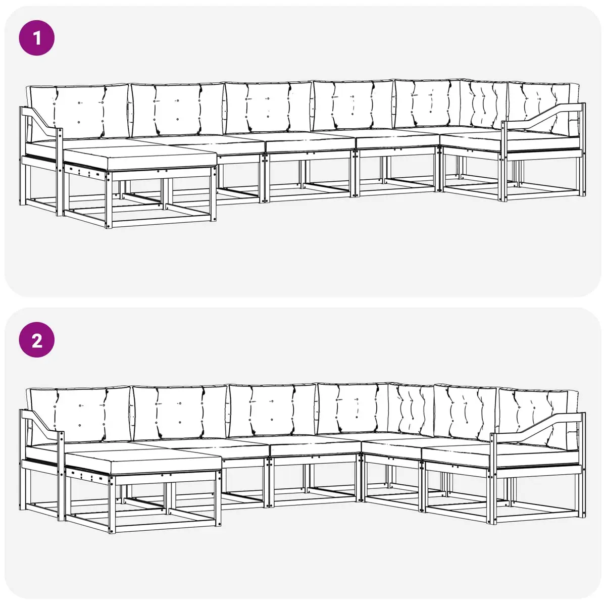 Outdoor Sectional Sofa Set 7 Pieces Modular Garden Furniture Lounge Patio