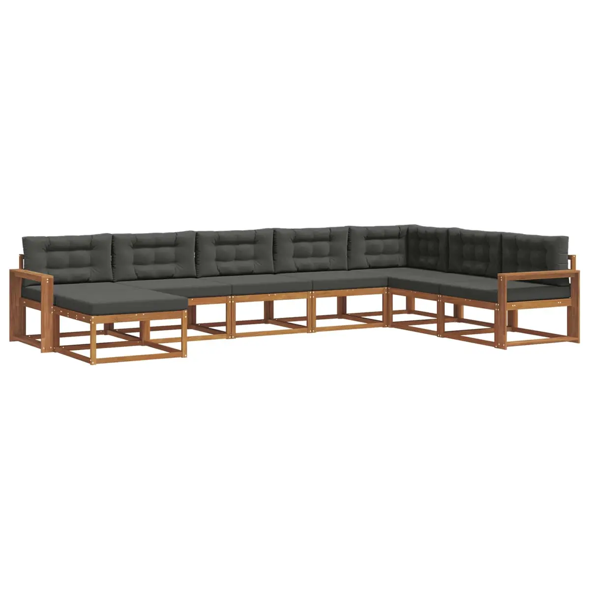 Outdoor Sectional Sofa Set 8 Piece Brown Acacia Wood