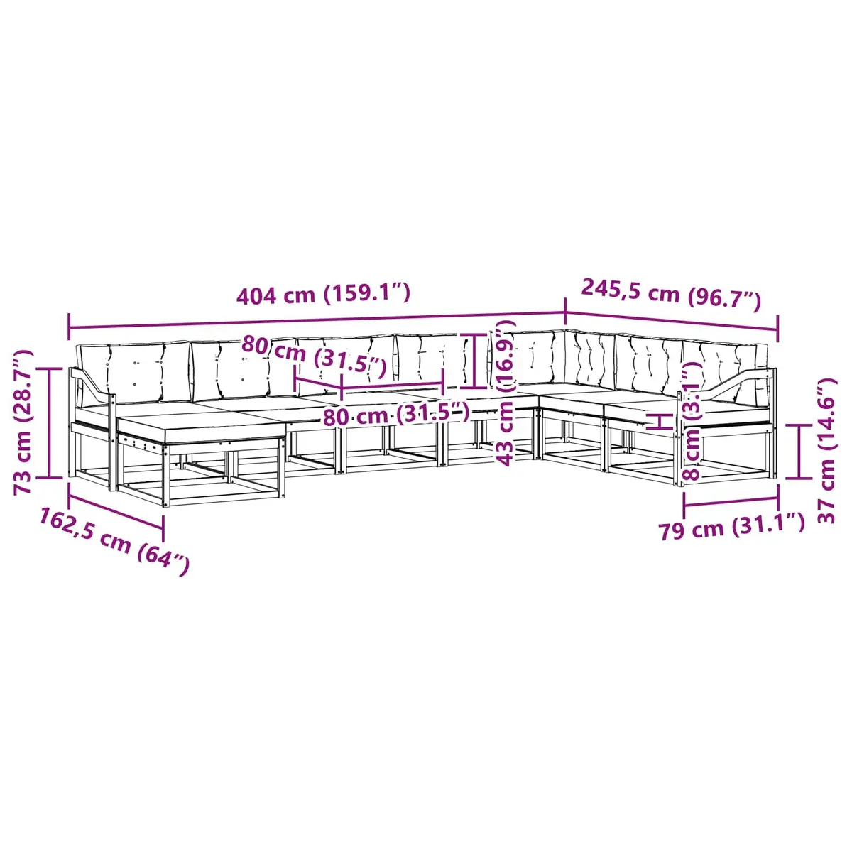 8-Piece Outdoor Sectional Sofa Set