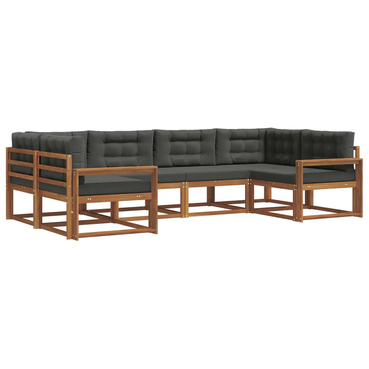 Outdoor Sectional Sofa Set 6 Pcs Garden Patio Furniture with Cushions Brown