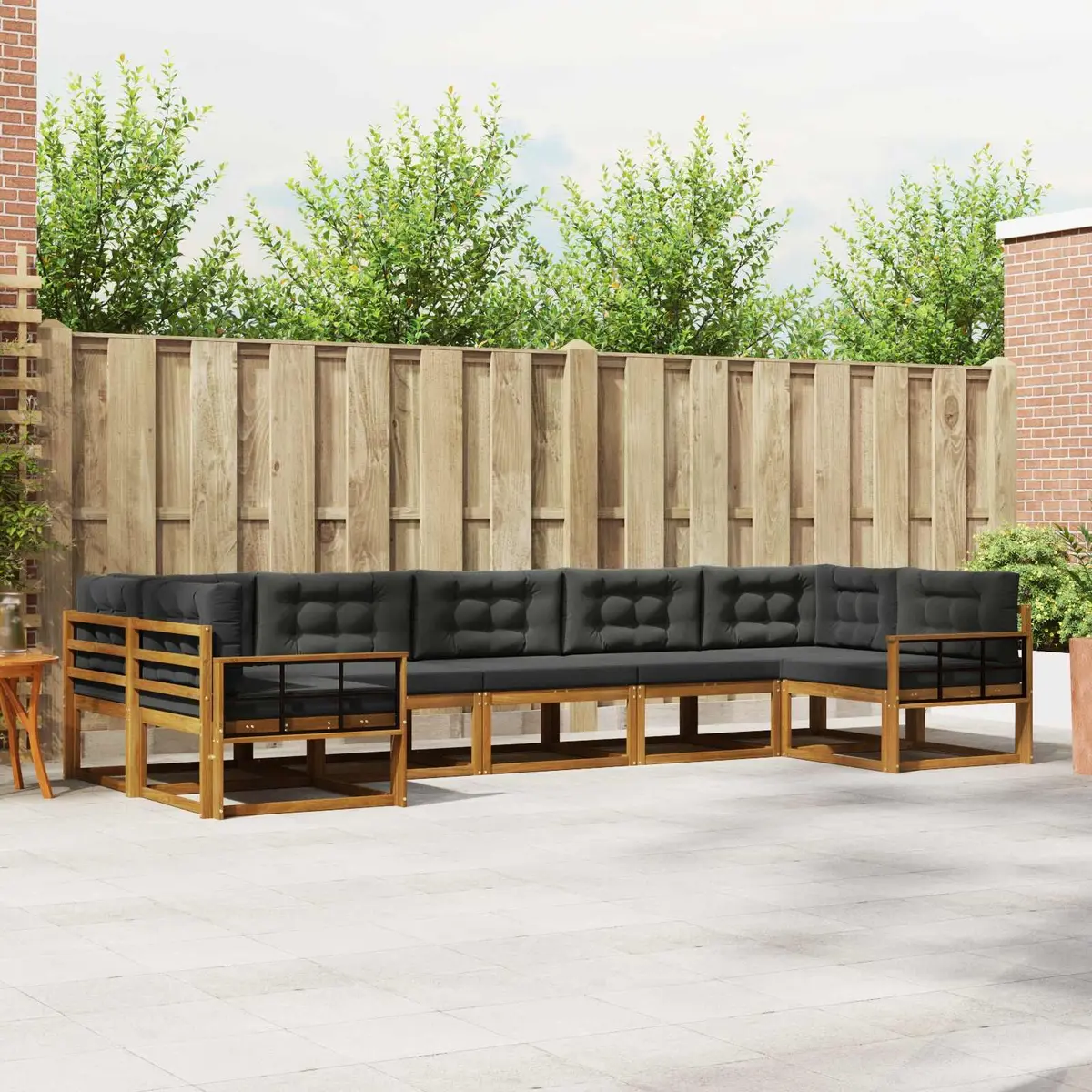 Outdoor Sectional Sofa Set 7 Pcs Garden Patio Furniture with Cushions Brown