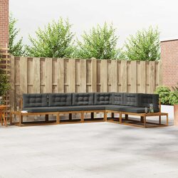 Outdoor Sectional Sofa Set Garden Patio Furniture Brown Acacia Wood Lounge