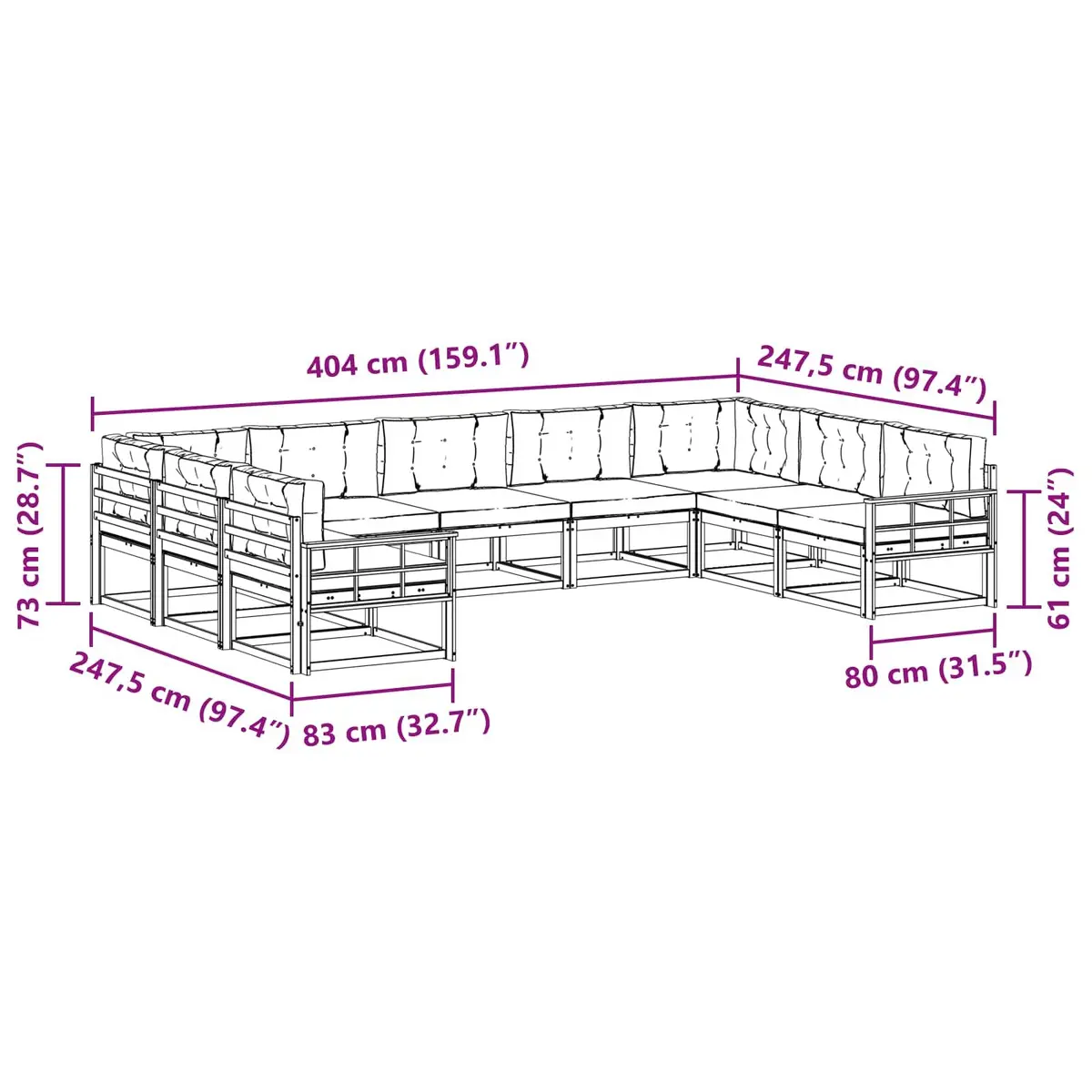 Outdoor Sofa Set with Cushions