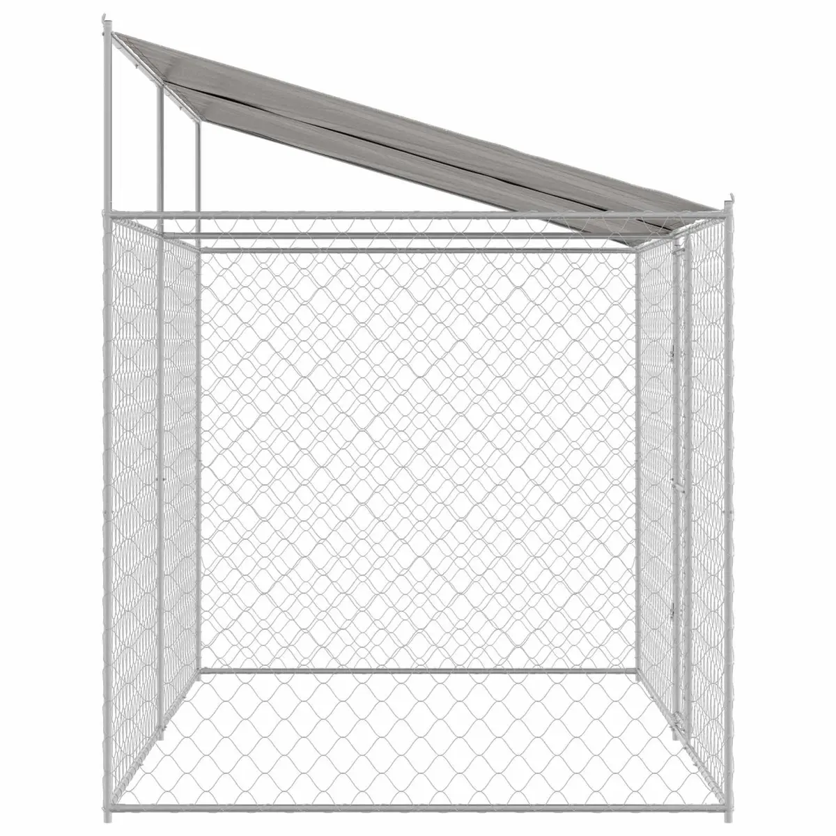 Dog Cage Outdoor with Roof Large Breed Silver 400 x 200 x 256 cm
