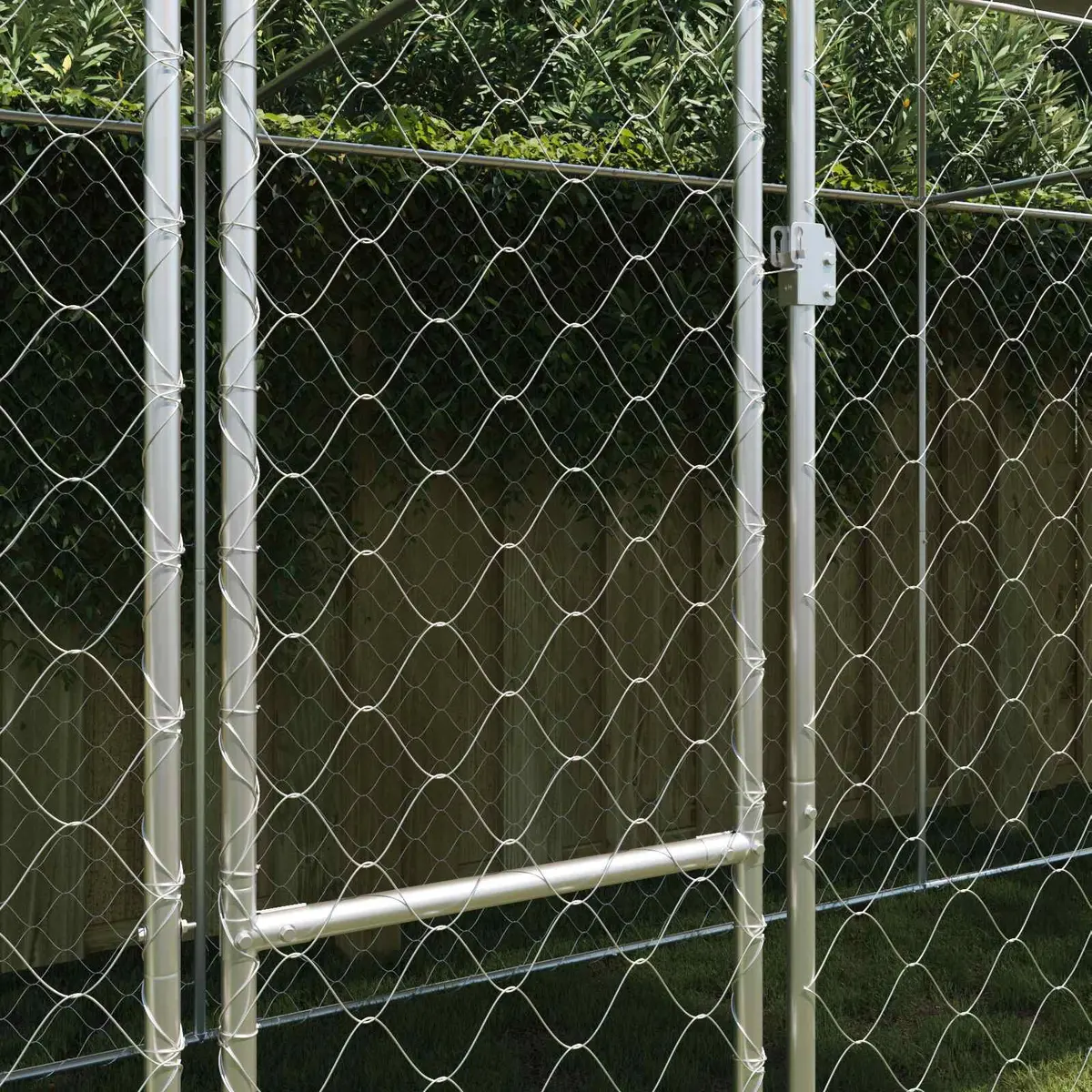 Dog Kennel Outdoor Large Steel Frame with Roof Silver