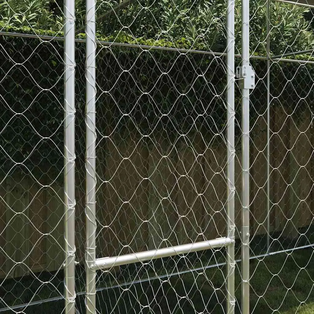 Dog Cage with Roof Outdoor Pet Kennel Run Enclosure Large Breed Silver