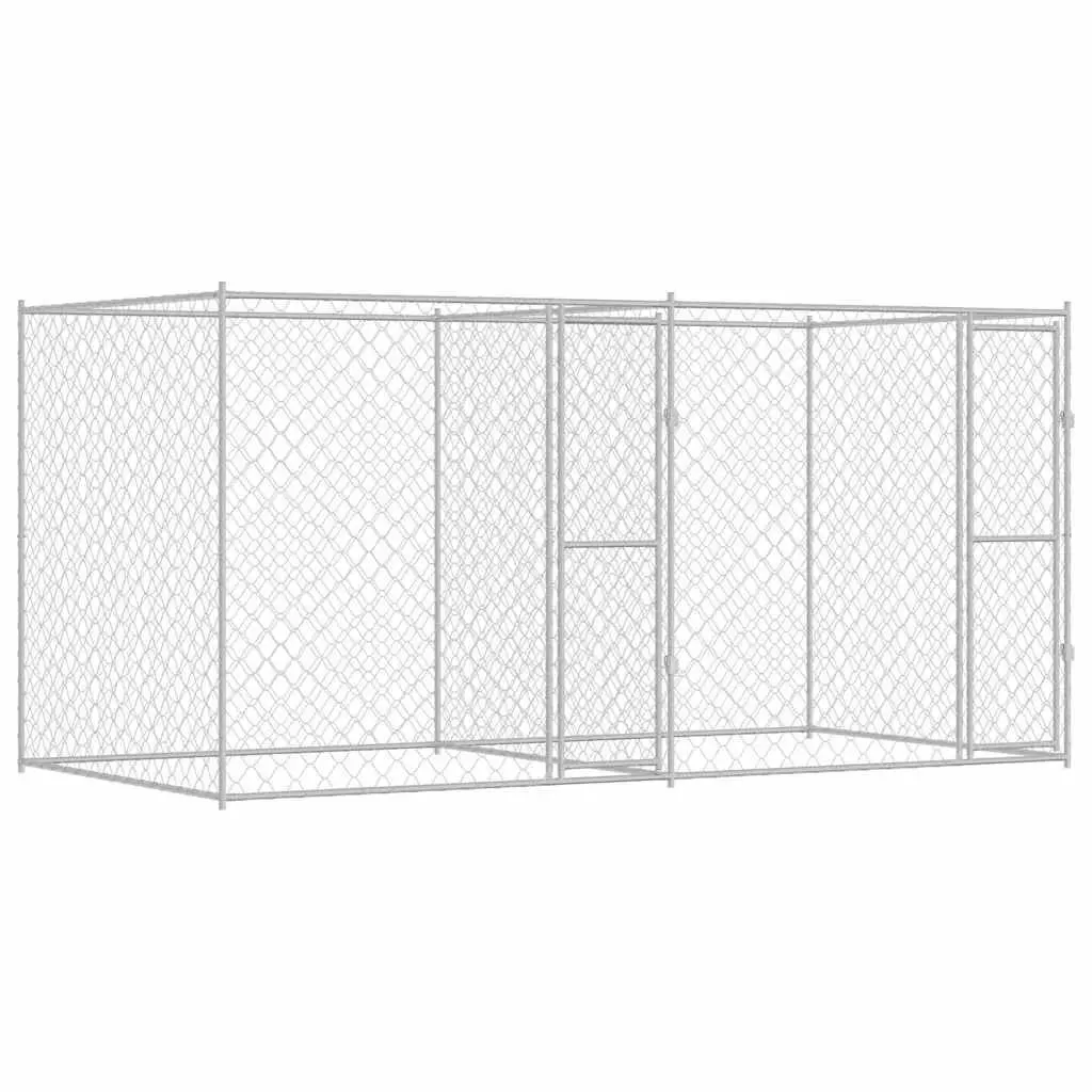 Dog Cage Lockable Door 400x200x200cm Silver Galvanised Steel Outdoor Large Breed Run Pen