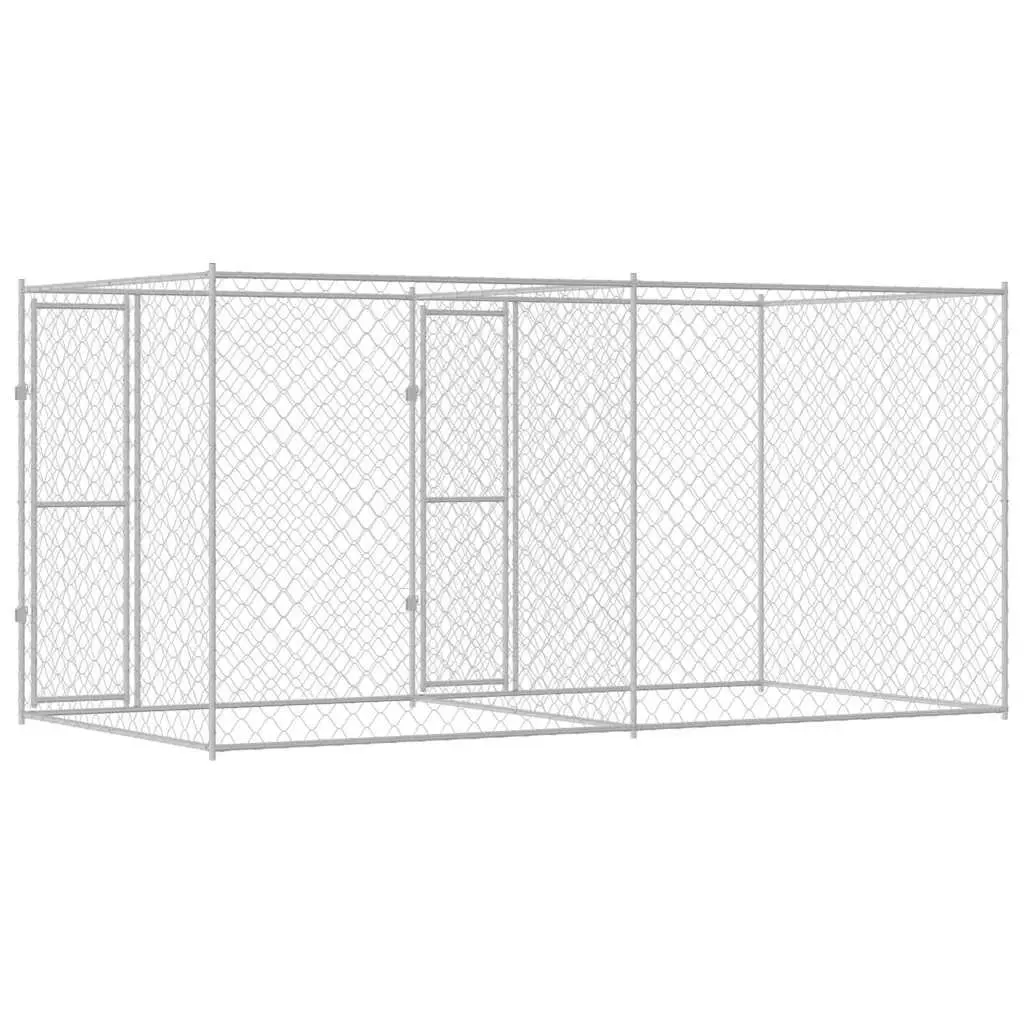 Dog Cage Lockable Door 400x200x200cm Silver Galvanised Steel Outdoor Large Breed Run Pen
