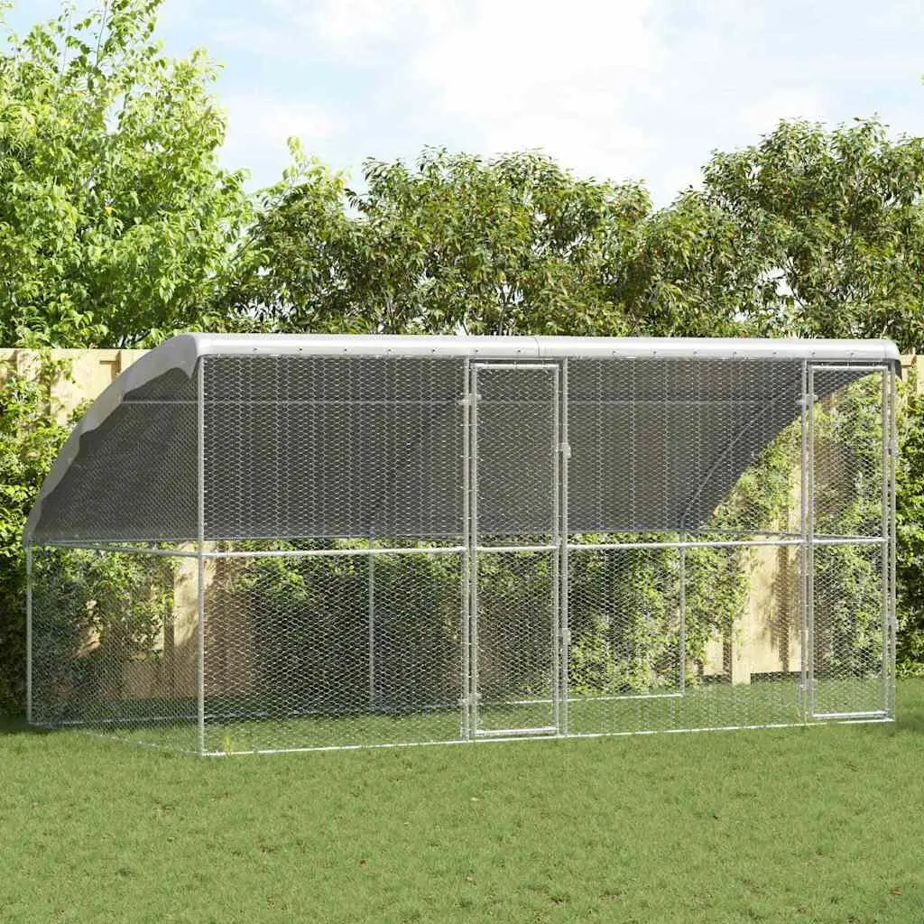 Chicken Cage 2 pcs Silver 400 x 200 x 200 cm Galvanised Steel Metal Poultry