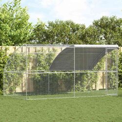 Chicken Cage 2 pcs Silver 400 x 200 x 200 cm Outdoor Steel PE Small Animal