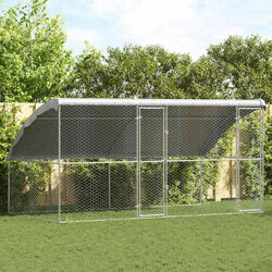 Friendly Outdoor Dog Kennel 2 pcs 4 x 2 x 2 m Silver Steel
