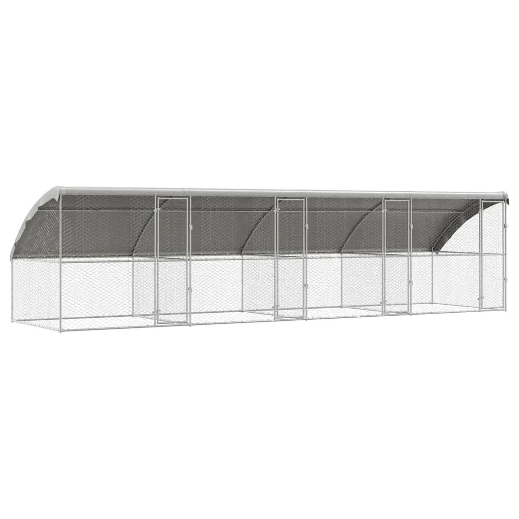 Dog Kennel Galvanised Steel Frame 8 x 2 x 2 m Outdoor 4 Piece