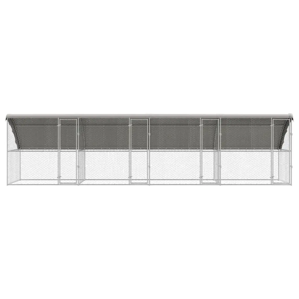 Dog Kennel Galvanised Steel Frame 8 x 2 x 2 m Outdoor 4 Piece