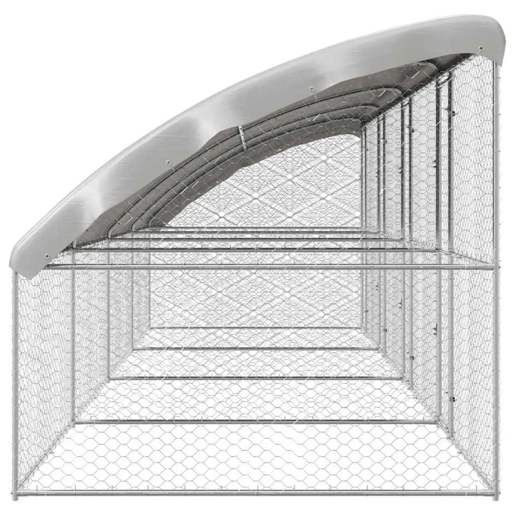 Dog Kennel Galvanised Steel Frame 8 x 2 x 2 m Outdoor 4 Piece