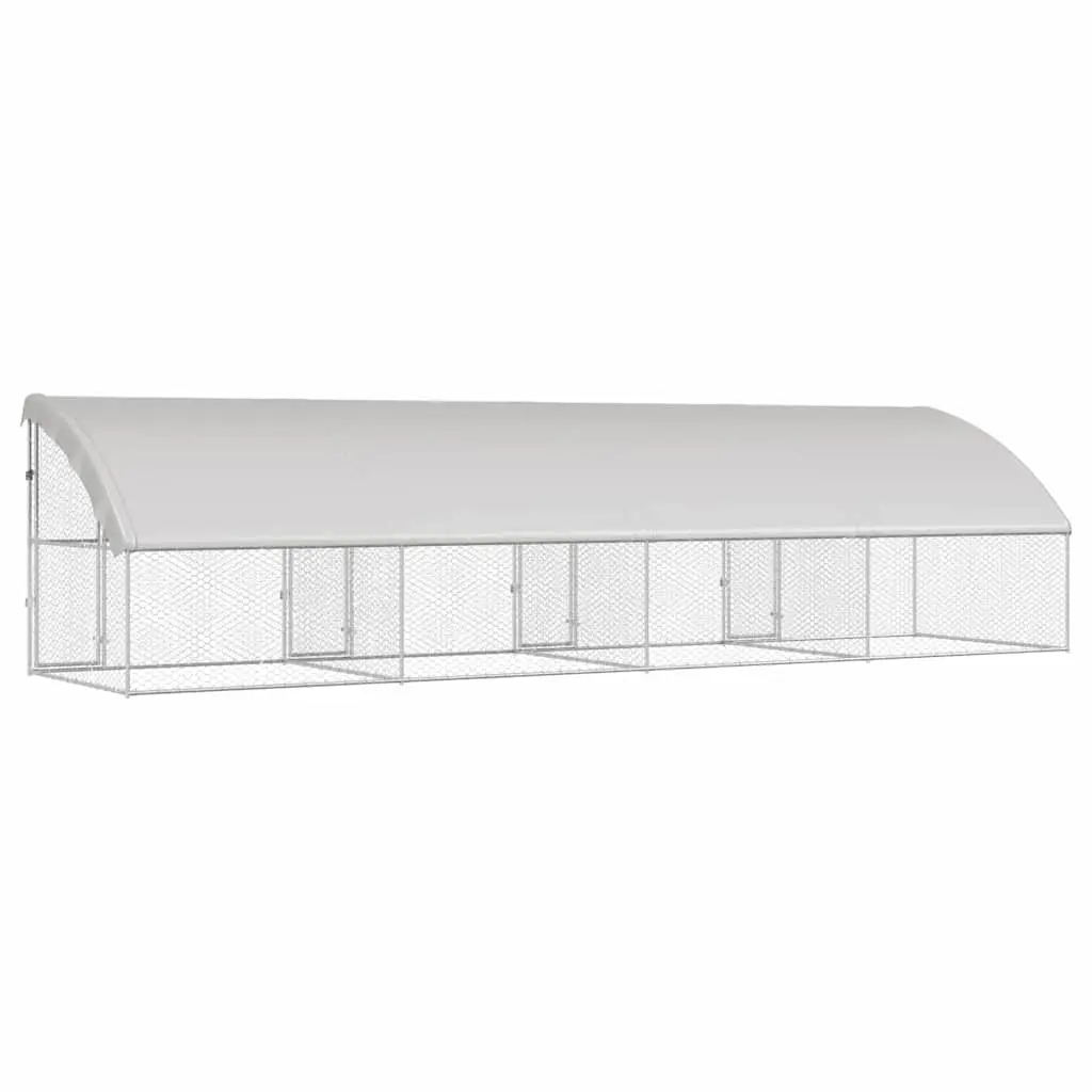 Dog Kennel Galvanised Steel Frame 8 x 2 x 2 m Outdoor 4 Piece
