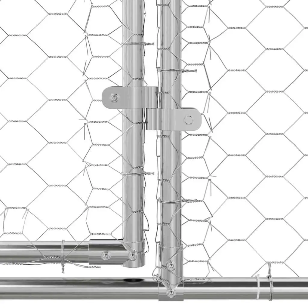 Dog Kennel Galvanised Steel Frame 8 x 2 x 2 m Outdoor 4 Piece