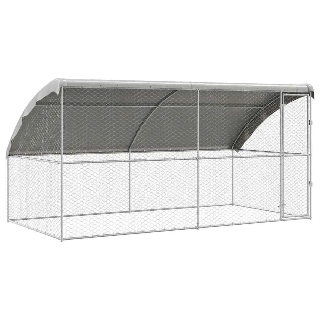 Dog Kennel Galvanised Steel Frame Outdoor Pet Run 4 x 2 x 2 m 2 Piece