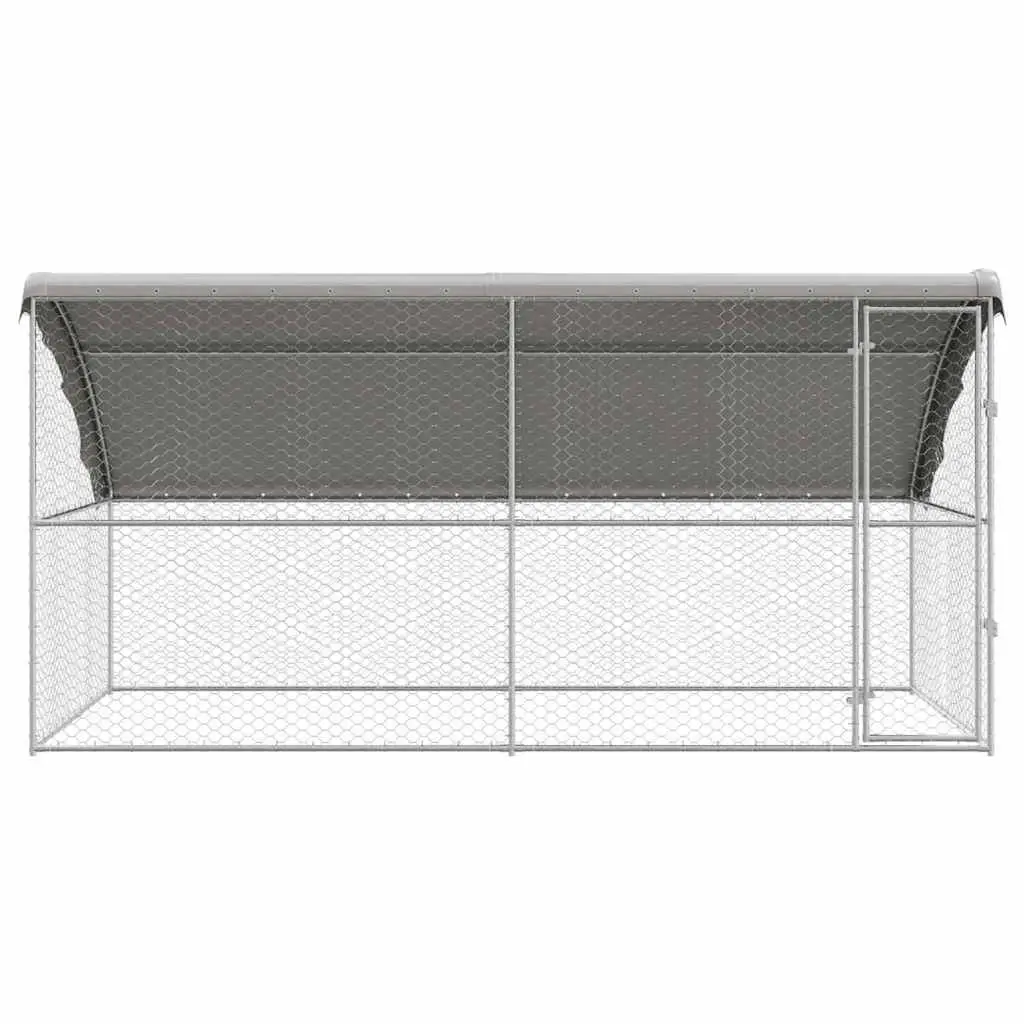 Dog Kennel Galvanised Steel Frame Outdoor Pet Run 4 x 2 x 2 m 2 Piece