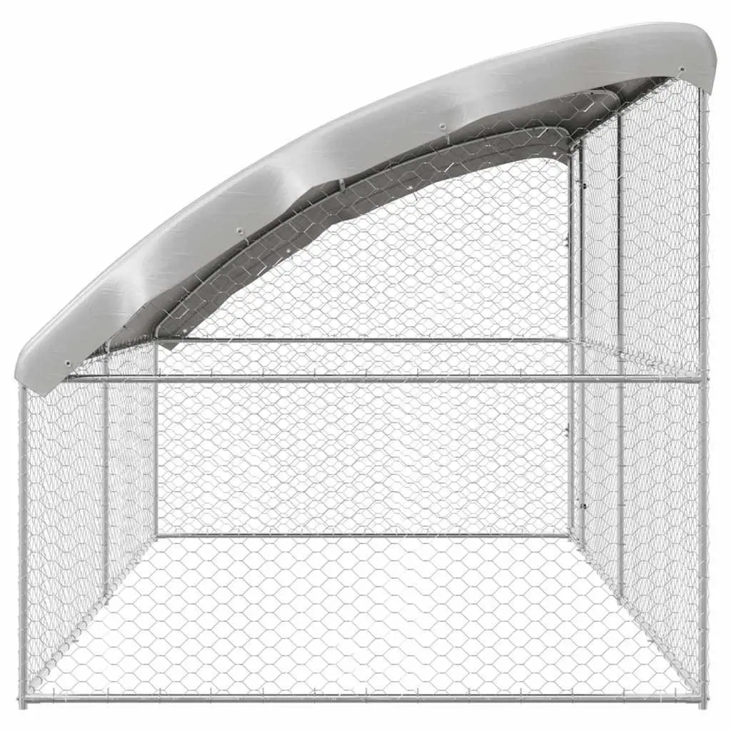 Dog Kennel Galvanised Steel Frame Outdoor Pet Run 4 x 2 x 2 m 2 Piece
