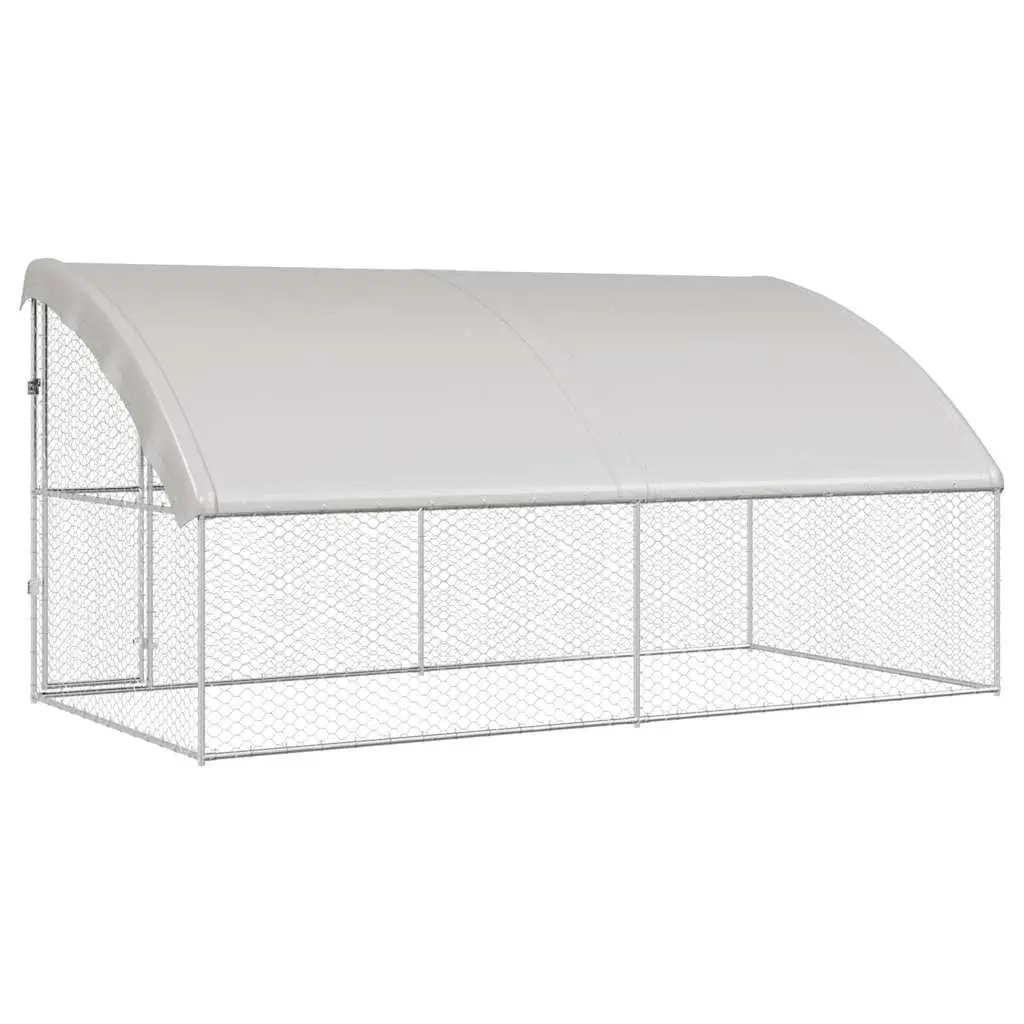 Dog Kennel Galvanised Steel Frame Outdoor Pet Run 4 x 2 x 2 m 2 Piece