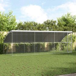Dog Kennel 3 pcs Silver 6 x 2 x 2 m Outdoor Pet House Run Enclosure Galvanised