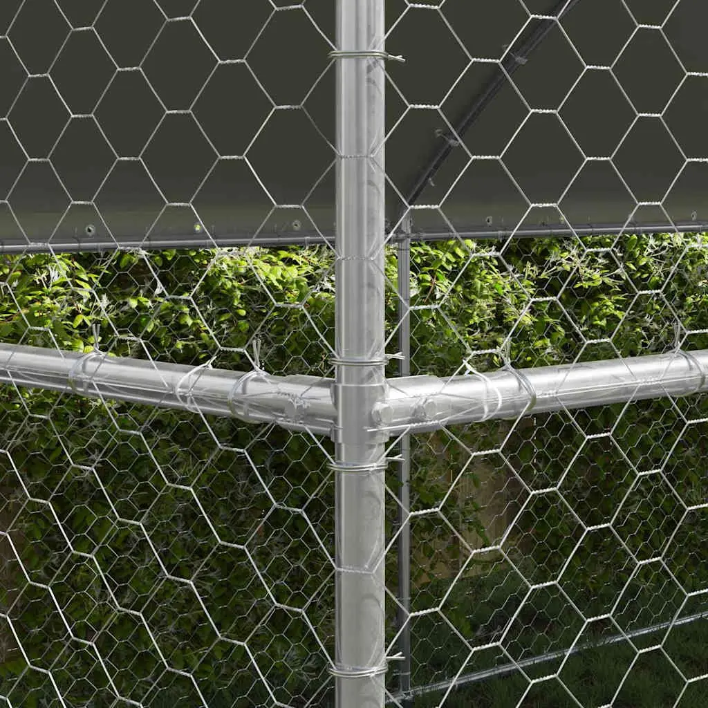 Dog Kennel 3 pcs Silver 6 x 2 x 2 m Outdoor Pet Run Enclosure Galvanised Steel