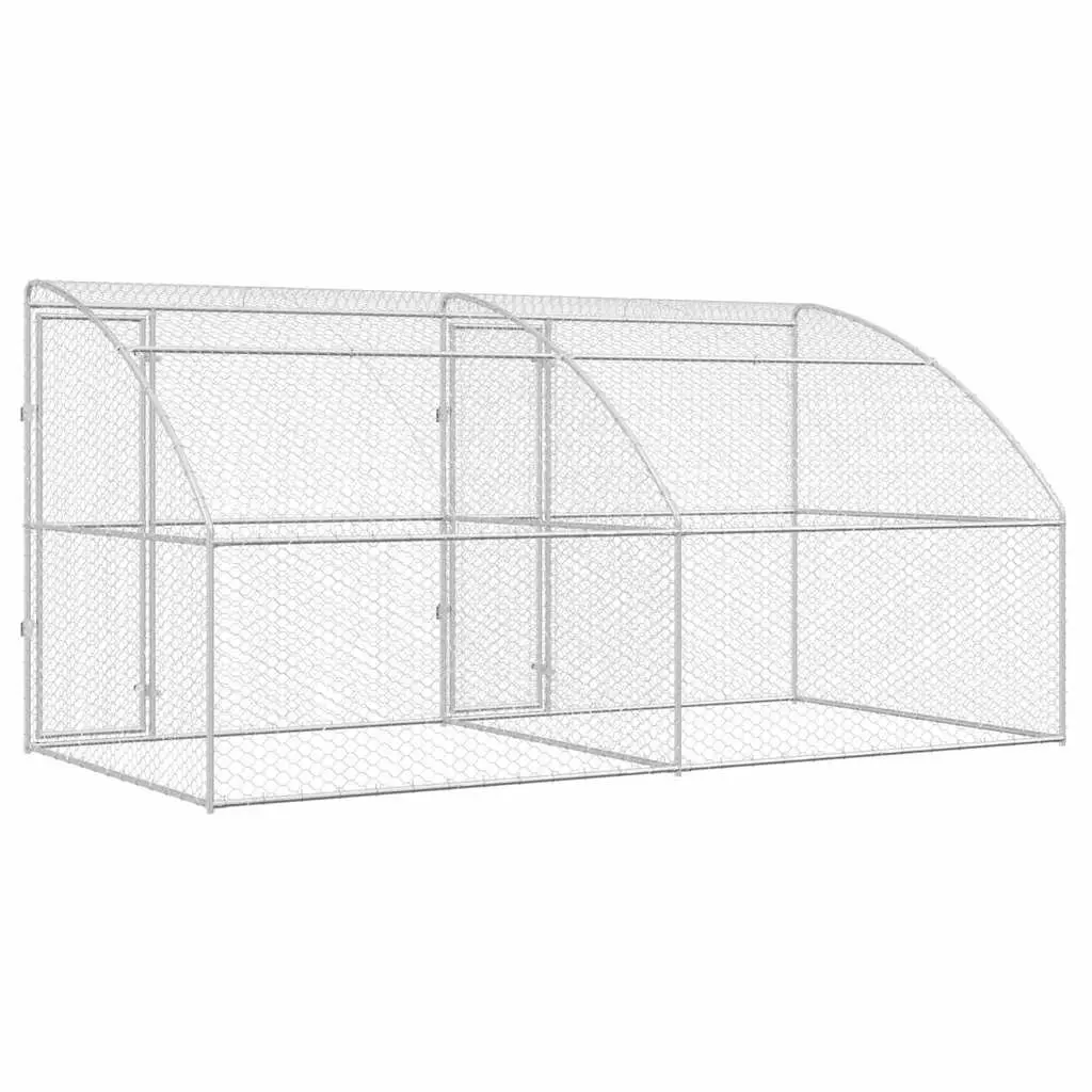Dog Kennel Lockable Mesh Silver 4 x 2 x 2 m Outdoor Pet Run Shelter 2 Piece