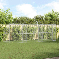 Friendly Silver Outdoor Dog Kennel 6 x 2 x 2 m for Pets