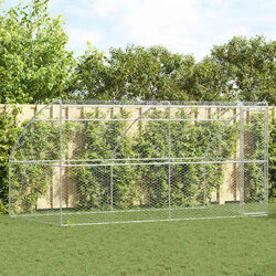 Dog Kennel 2 pcs Silver 4 x 2 x 2 m Outdoor Pet Run Enclosure Lockable Door