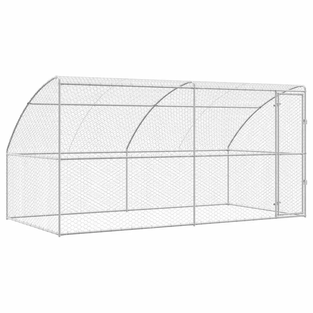 Dog Kennel Silver 4 x 2 x 2 m Outdoor Pet Run Enclosure 2 pcs Lockable Door