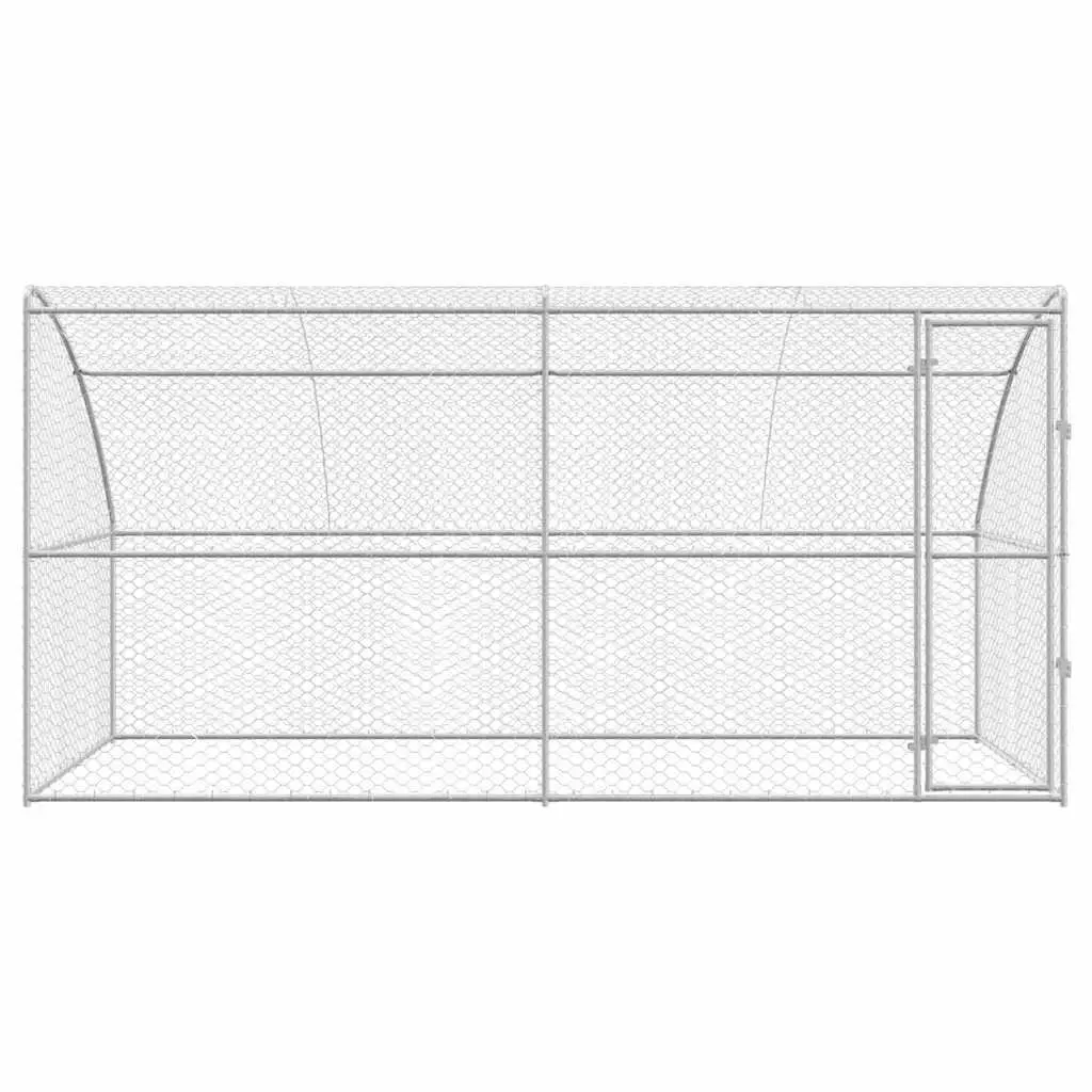Dog Kennel Silver 4 x 2 x 2 m Outdoor Pet Run Enclosure 2 pcs Lockable Door